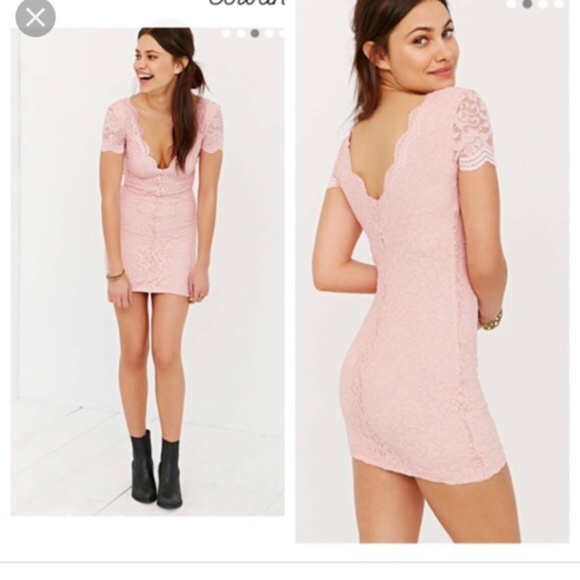Urban Outfitters Kimchi Blue Pink Lace Mini Dress - Picture 2 of 7